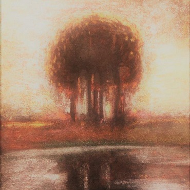 Trees in Autumn, pastel drawing by Ian Allred, UK Artists